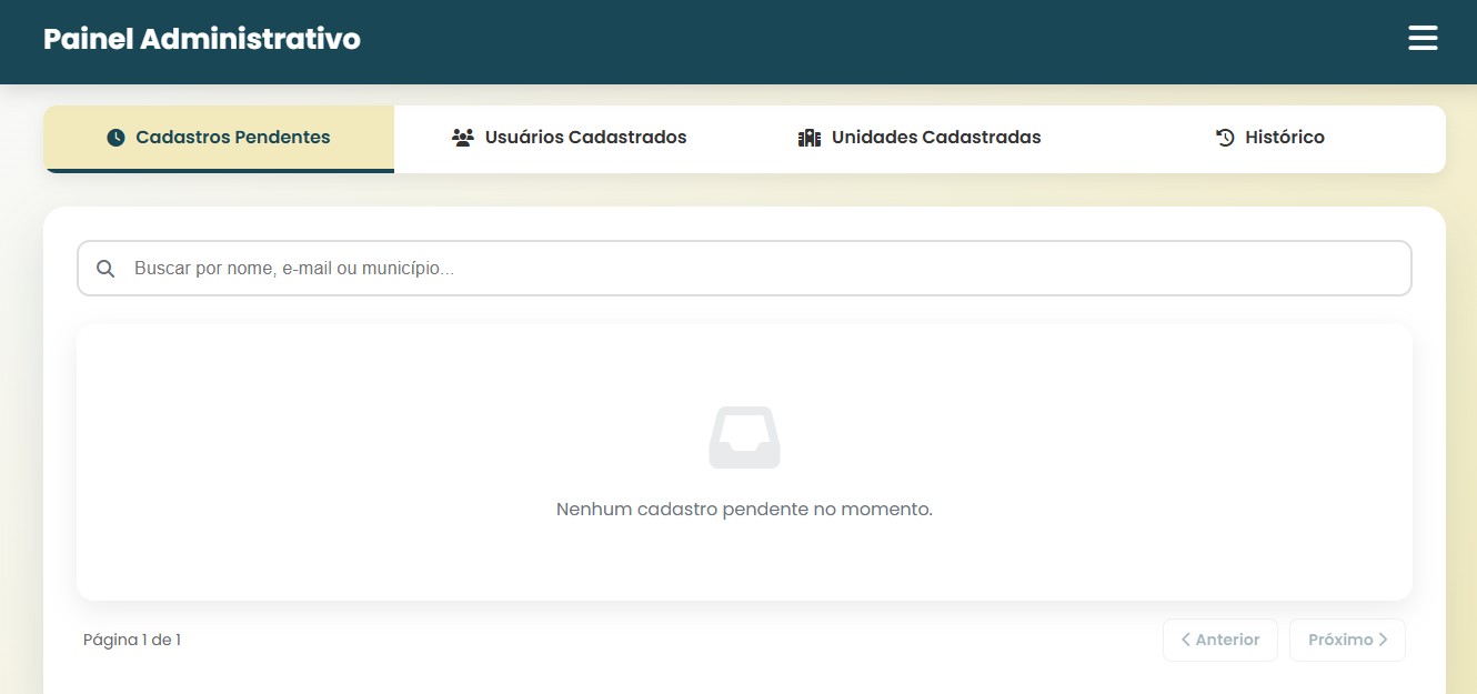 Painel administrativo