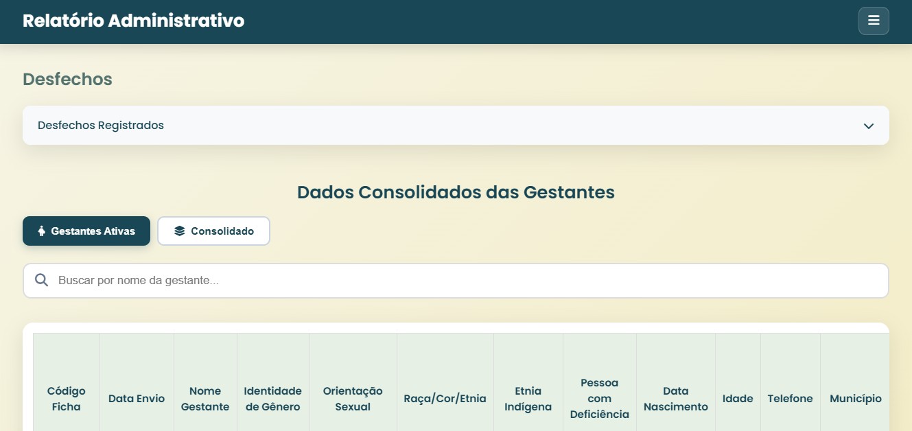 Relatório administrativo — planilha