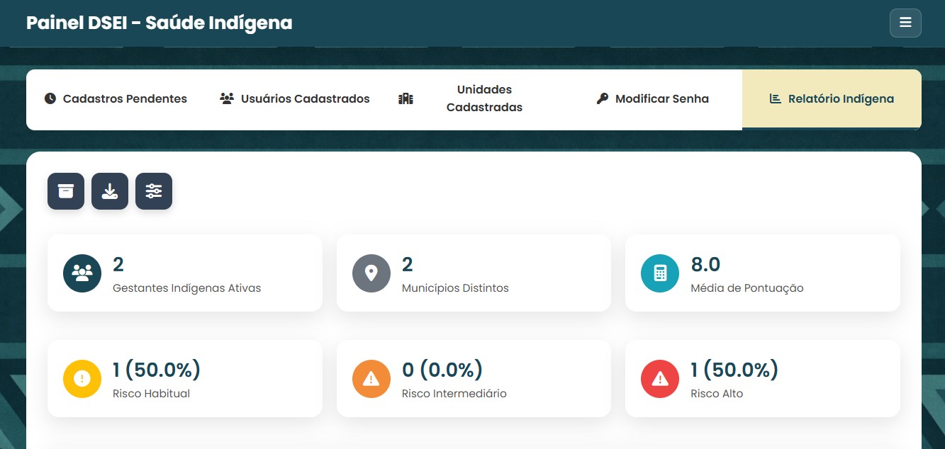 Painel do administrador DSEI